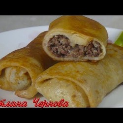 Рецепт Вкусных Блинчиков с мясной начинкой /Pancakes with meat stuffing