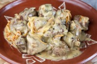 Печенка в сырном соусе