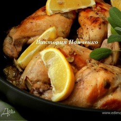 Кролик с лимоном и шалфеем в белом вине