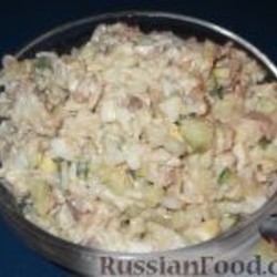 Салат из печени трески с рисом