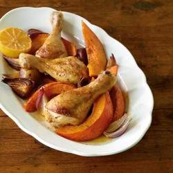 Kürbis und Hähnchen vom Blech