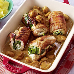 Puten-Rouladen mit Spinat-Frischkäse-Füllung