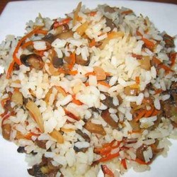 Плов с грибами и печенью