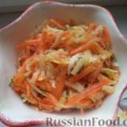 Салат из черной редьки с морковью и яблоком
