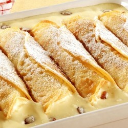 Gebackene Vanillecreme-Crêpes