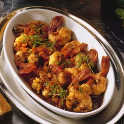 Scharf angebratene Garnelen