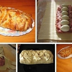 Мясной рулет в тесте