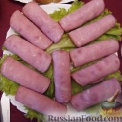 Рулетики из ветчины с сыром