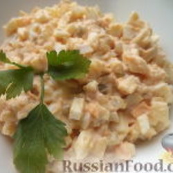 Салат яичный с печенью трески