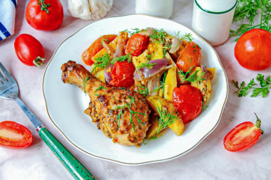 Картошка с куриными ножками на протвине