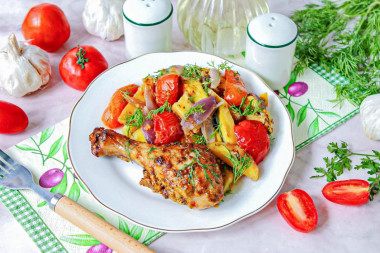 Картошка с куриными ножками на протвине