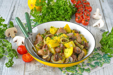 Картошка с мясом в аэрогриле