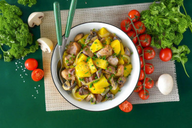 Картошка с мясом в аэрогриле