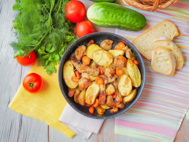 Свинина с картошкой и луком в духовке