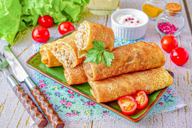 Блины с мясом и рисом налистники