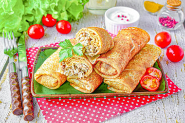 Блины с мясом и рисом налистники