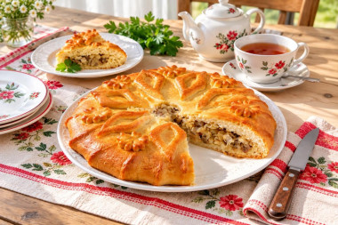 Постный капустный пирог с капустой