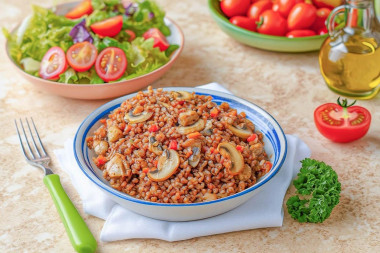 Гречка по купечески с грибами