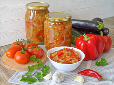 Салат на зиму из кабачков и баклажанов