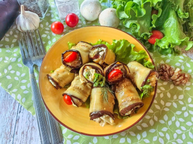 Рулетики из баклажанов с разными начинками