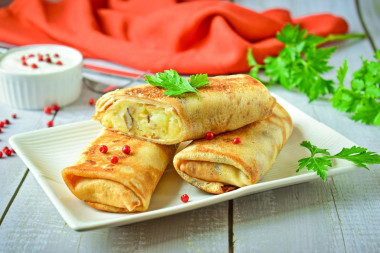 Блины с картошкой и грибами