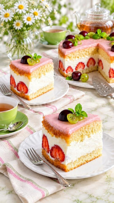 Торт Фрезье с клубникой