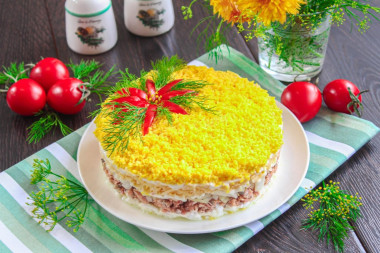 Салат Мимоза без картошки с сыром