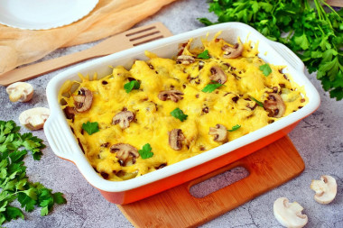 Картошка с мясом грибами и сыром запеченные в духовке