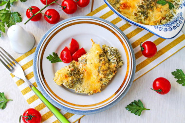 Филе минтая с луком и морковью в духовке