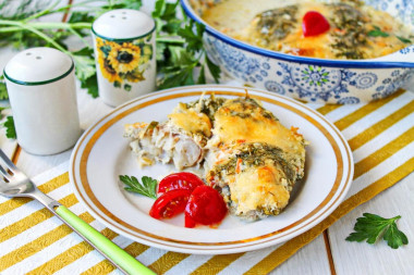 Филе минтая с луком и морковью в духовке