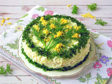 Салат с копченой скумбрией Мимоза