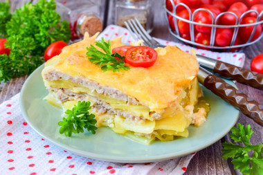 Запеканка картошка фарш сыр в духовке