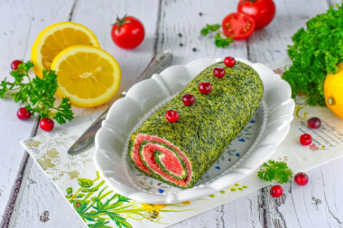 Рулет со шпинатом и красной рыбой на Новый год 2026