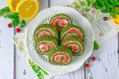 Рулет со шпинатом и красной рыбой на Новый год 2026