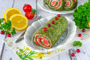 Рулет со шпинатом и красной рыбой на Новый год 2026