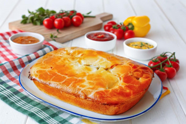 Заливной пирог с рыбой на кефире