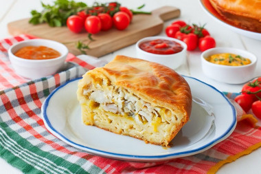 Заливной пирог с рыбой на кефире