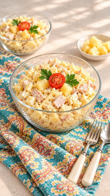 Салат с копченой курицей яйцом сыром