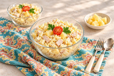 Салат с копченой курицей яйцом сыром