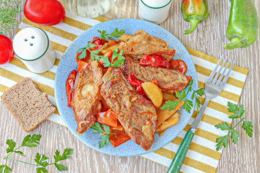 Свиные ребра с овощами в казане