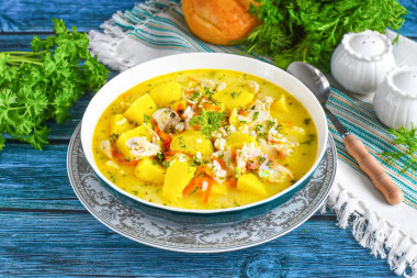 Сырный суп с курицей и плавленным сыром