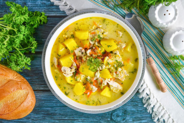 Сырный суп с курицей и плавленным сыром