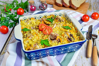 Булгур с курицей в духовке