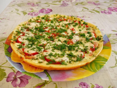 Пицца на сковороде на сметане с сосисками быстро и просто