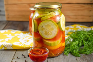 Консервированные кабачки с кетчупом чили на зиму