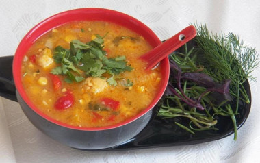 Куриный суп ПП с кукурузой и тыквой