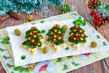 Бутерброды Елочка с икрой и творожным сыром на Новый год
