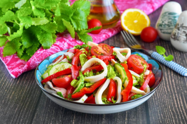 Салат из кальмаров постный