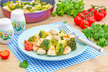 Брокколи с курицей на сковороде