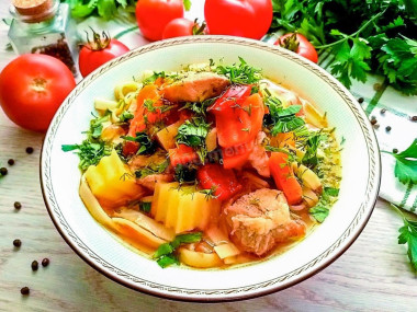 Лагман из свинины с картошкой и лапшой